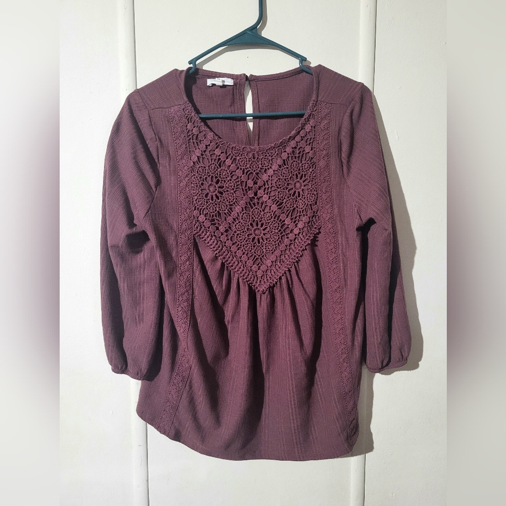 Women's Purple Lace Detail Top